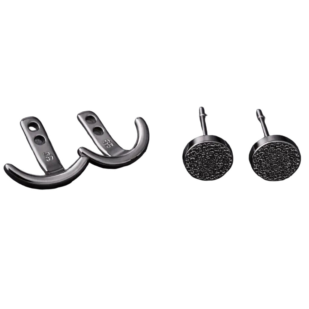 Mens Earrings - Gun Metal Grey wrap around Earrings, Men, Minimalist Male Earring, Silver, Mens stud, Man Earrings, for Men, edgy, B026 - Firefly District