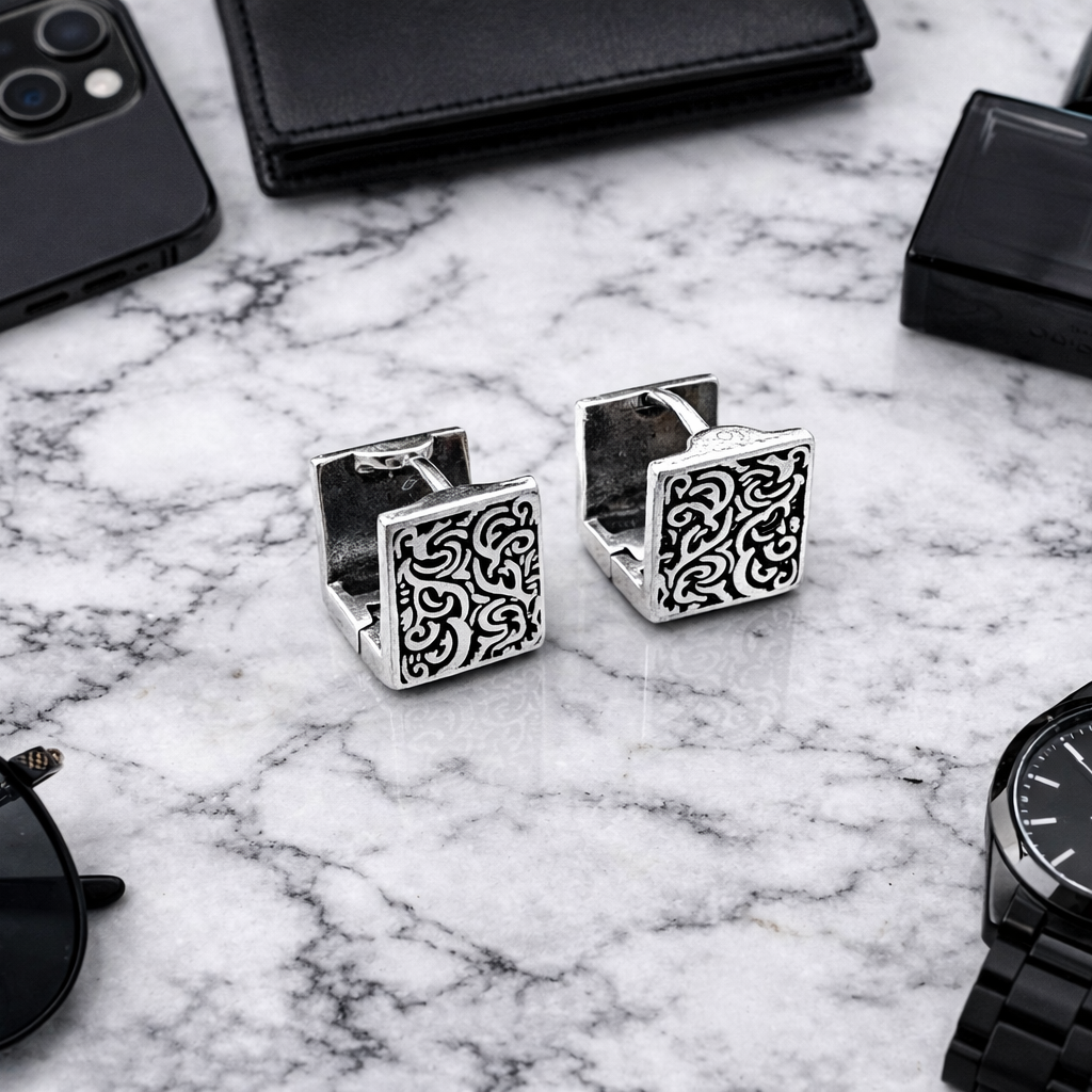 Mens Earrings - Square Hoop Earrings, Men, Edgy, Male Earring, Conch Earrings, Mens Hoop Earrings, Hoops for Men, Huggie, New Design, A375 Firefly DistrictĀ - {{mens earrings}}