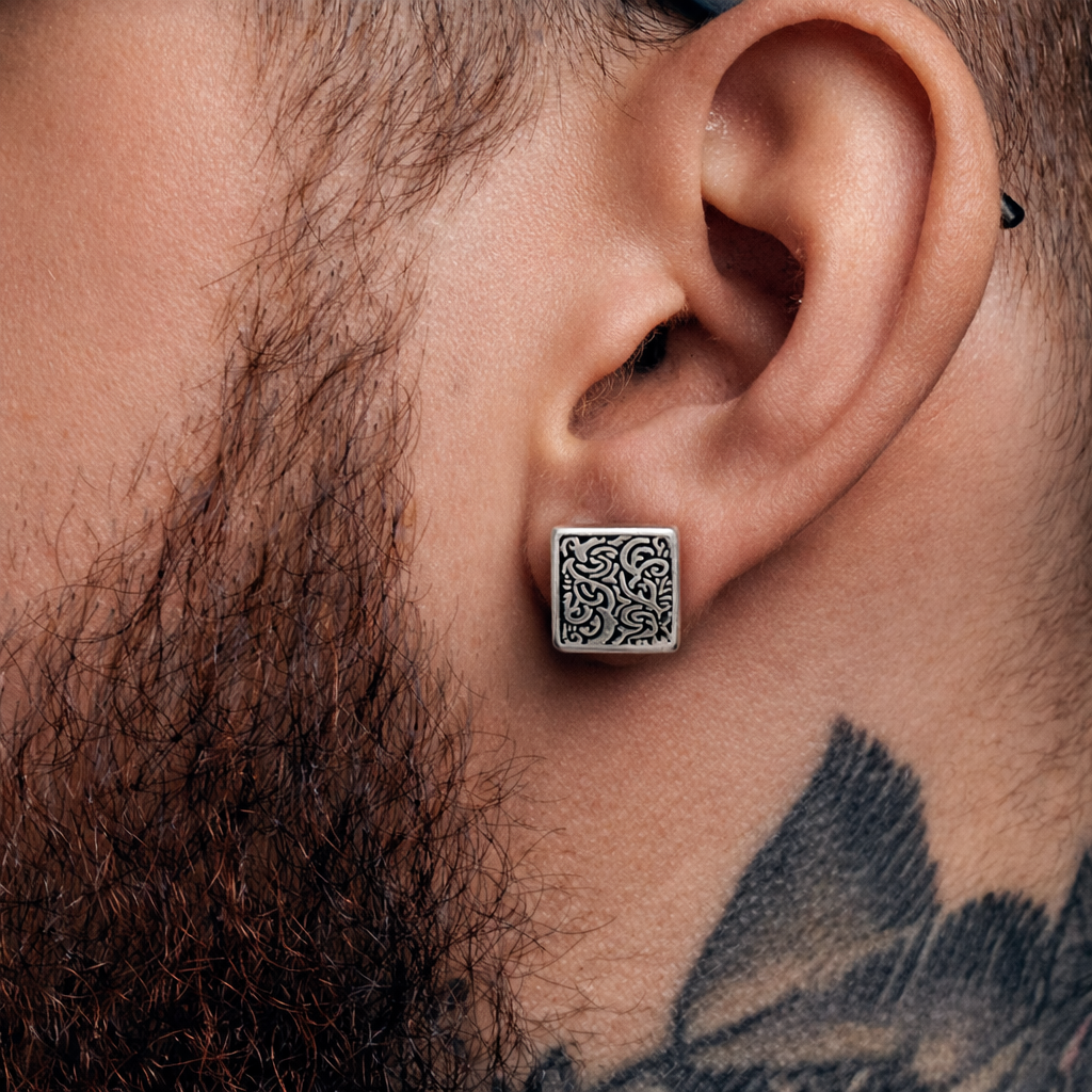 Mens Earrings - Square Hoop Earrings, Men, Edgy, Male Earring, Conch Earrings, Mens Hoop Earrings, Hoops for Men, Huggie, New Design, A375 - Firefly District