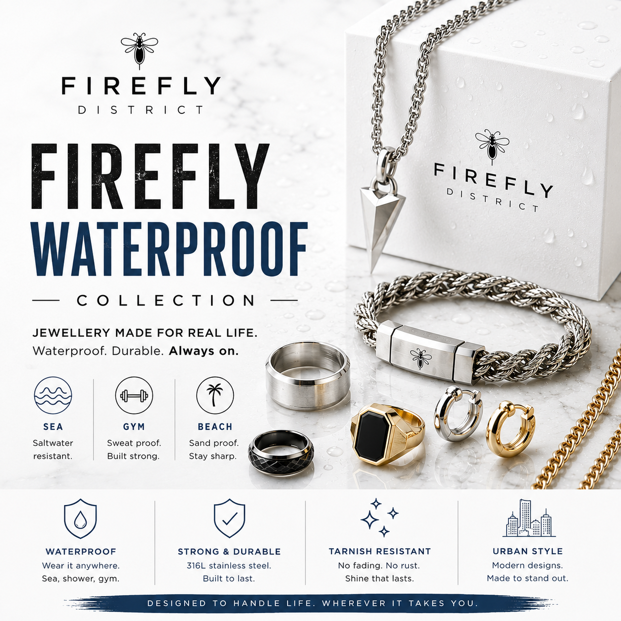 Waterproof-Collection Firefly Districtmens earrings