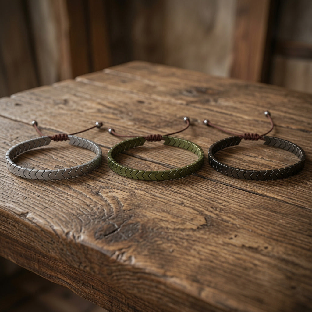 Hematite Bracelet - The Funky Bird - {{mens earrings}}