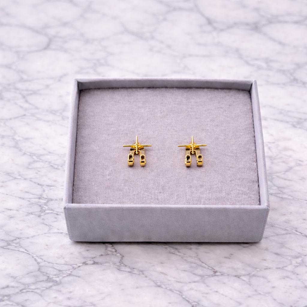 Gold Star Stud Earrings with Wrap Cuff, Stainless Steel Waterproof Earrings, Minimalist Star Earrings, Mens Womens Ear Wrap Studs, Gift A478 Firefly District - {{mens earrings}}