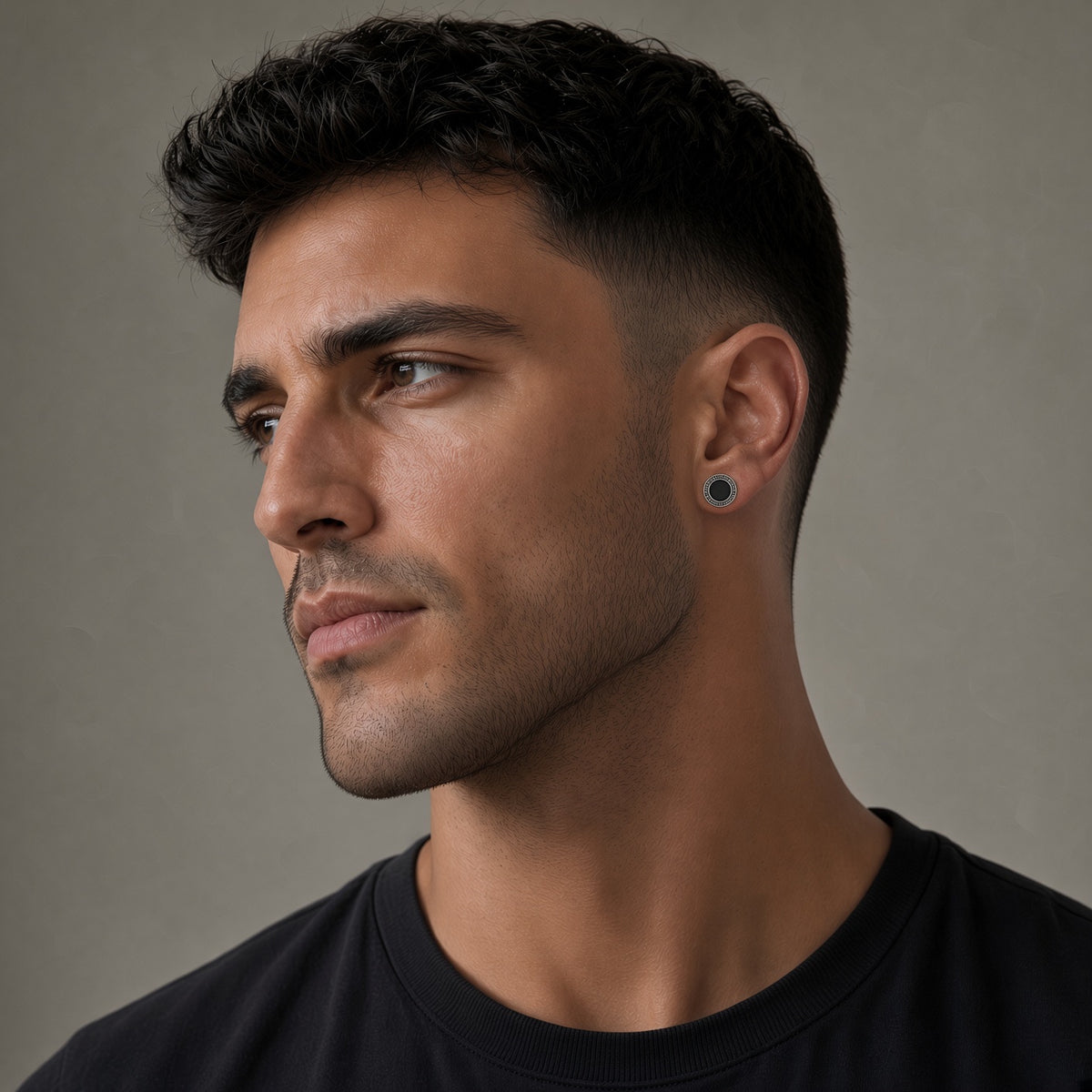 Flat Back Silver Stud Earrings, Men Earrings Flat Back Earrings Bar Minimalist Male Earring, Silver Mens Screwback Studs Earrings, A306 Firefly District - {{mens earrings}}