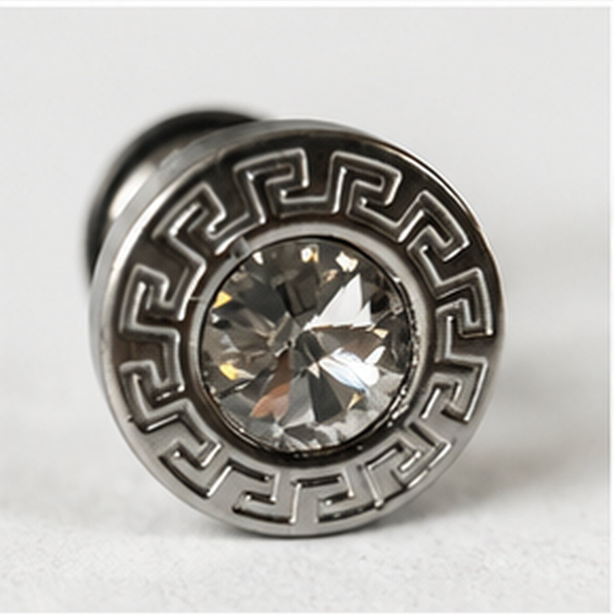 A309 silver stainless steel crystal stud earring front detail
