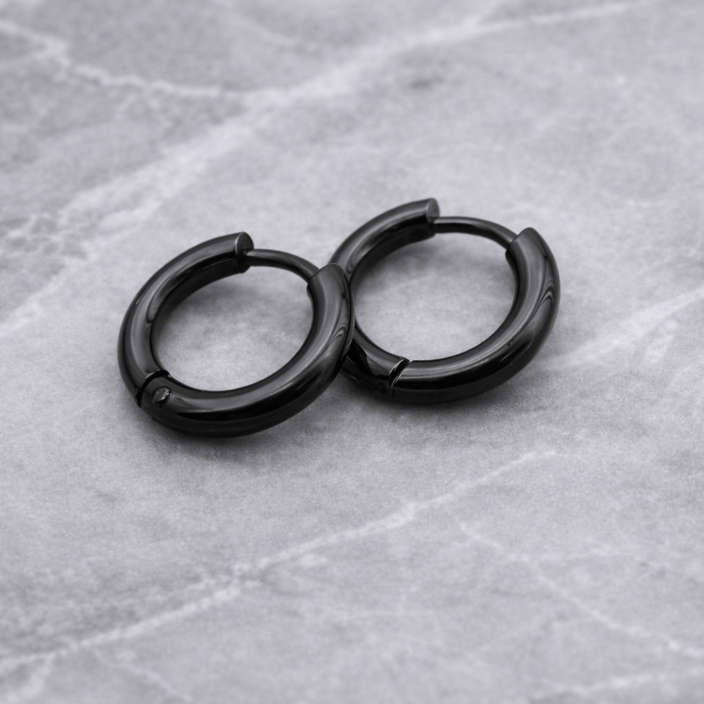 Black hoop earrings, Huggie, Hoop Earrings - Sleek and Chic, sleeper earrings, Mens and Womens Huggie Earrings, male earrings, A298 The Funky Bird - {{mens earrings}}
