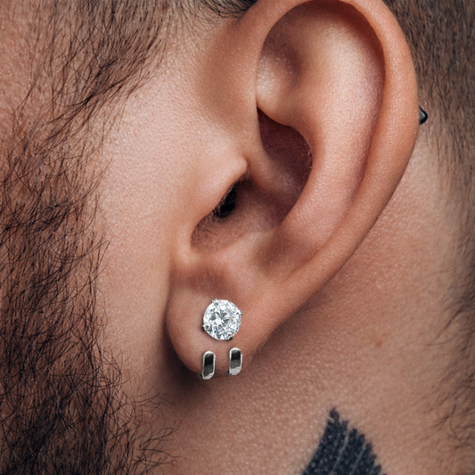 Mens Earrings - CZ Silver Stud Earrings, Men, Male Jewellery, Men Jewelry, Silver, Mens Stud Earrings, Studs for Men, Wrap earrings, A362 The Funky Bird - {{mens earrings}}