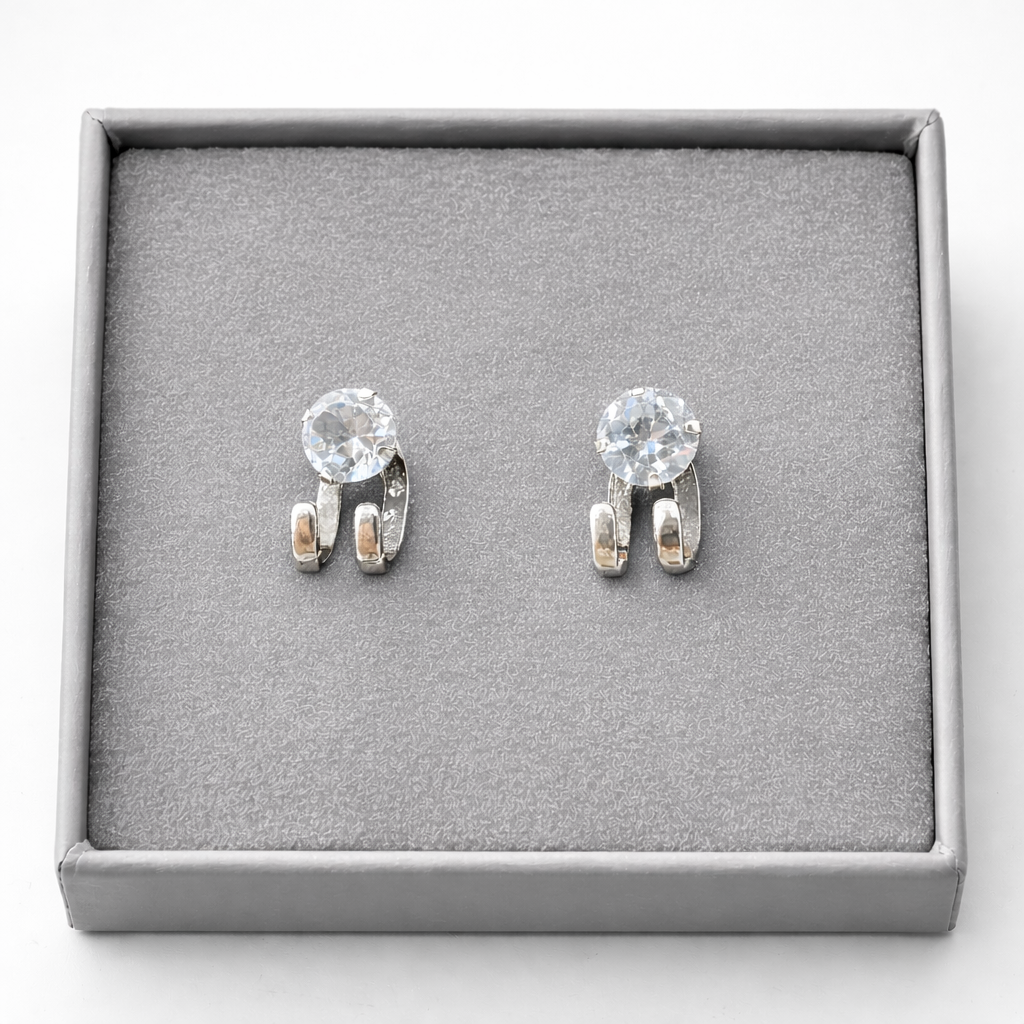 Mens Earrings - CZ Silver Stud Earrings, Men, Male Jewellery, Men Jewelry, Silver, Mens Stud Earrings, Studs for Men, Wrap earrings, A362 The Funky Bird - {{mens earrings}}