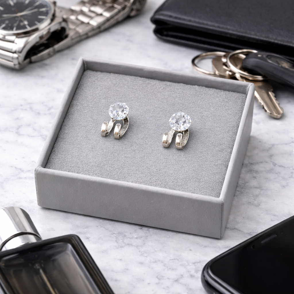 Mens Earrings - CZ Silver Stud Earrings, Men, Male Jewellery, Men Jewelry, Silver, Mens Stud Earrings, Studs for Men, Wrap earrings, A362 The Funky Bird - {{mens earrings}}