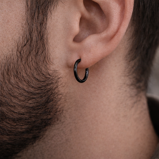 Black hoop earrings, Huggie, Hoop Earrings - Sleek and Chic, sleeper earrings, Mens and Womens Huggie Earrings, male earrings, A298 The Funky Bird - {{mens earrings}}