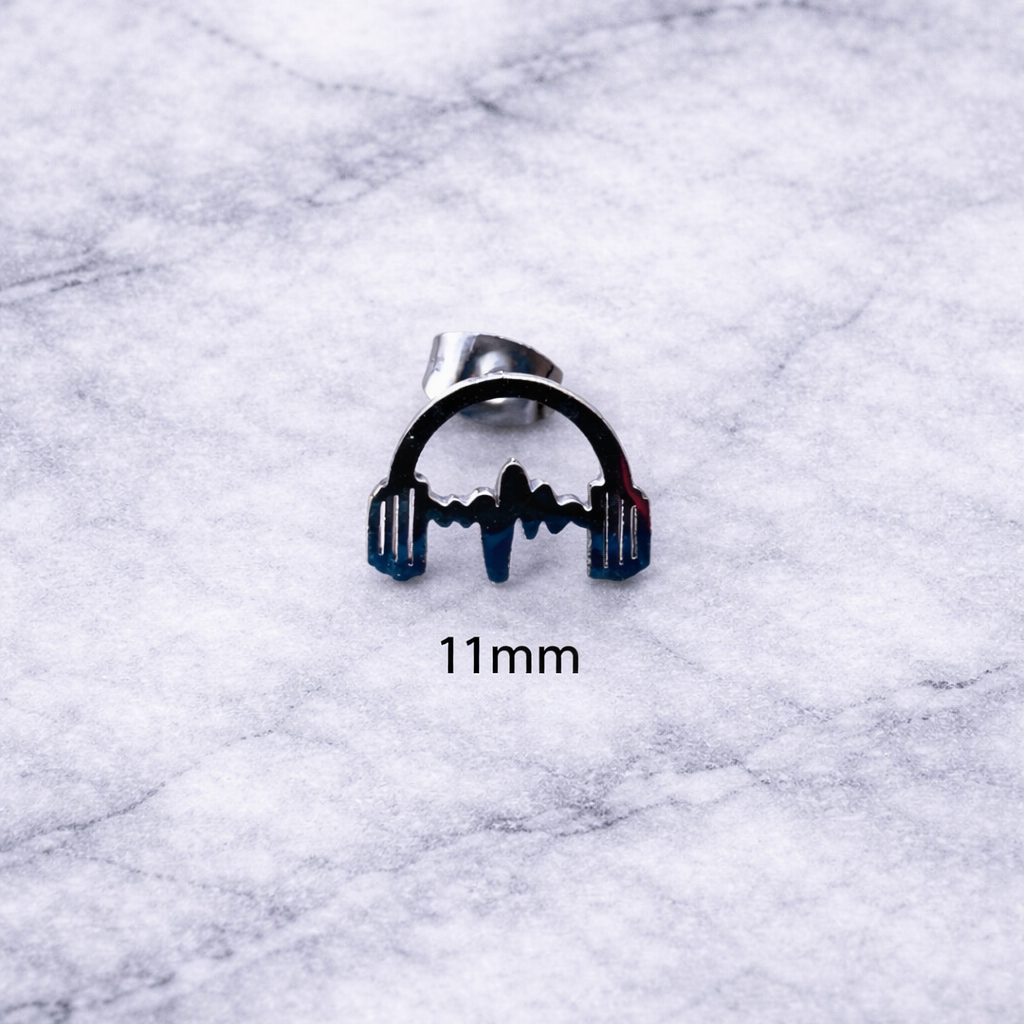 Silver Music Headphones Earrings - record earrings, Music earrings, Birthday Party, Fun, Funky, Unique, studs, DJ, A315 The Funky Bird - {{mens earrings}}