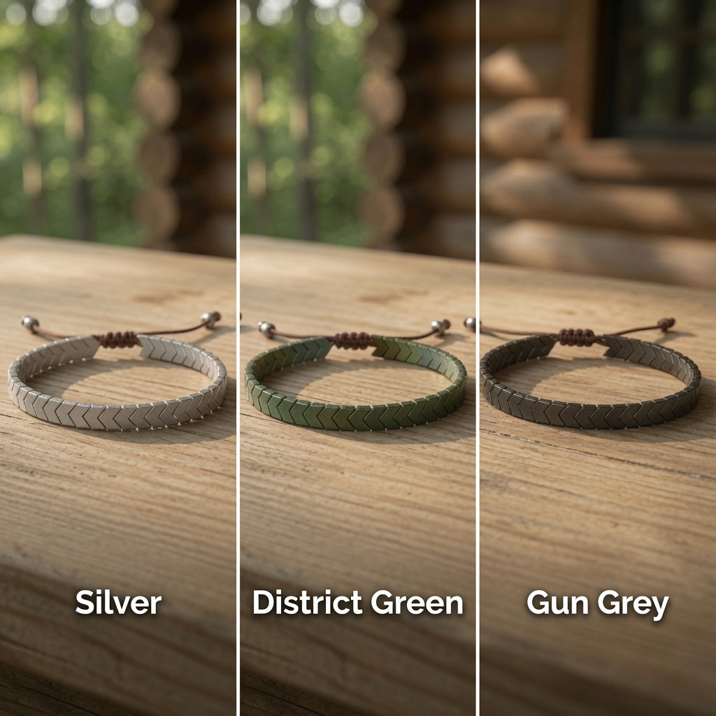 Natural Hematite Adjustable Bracelet Firefly District - {{mens earrings}}