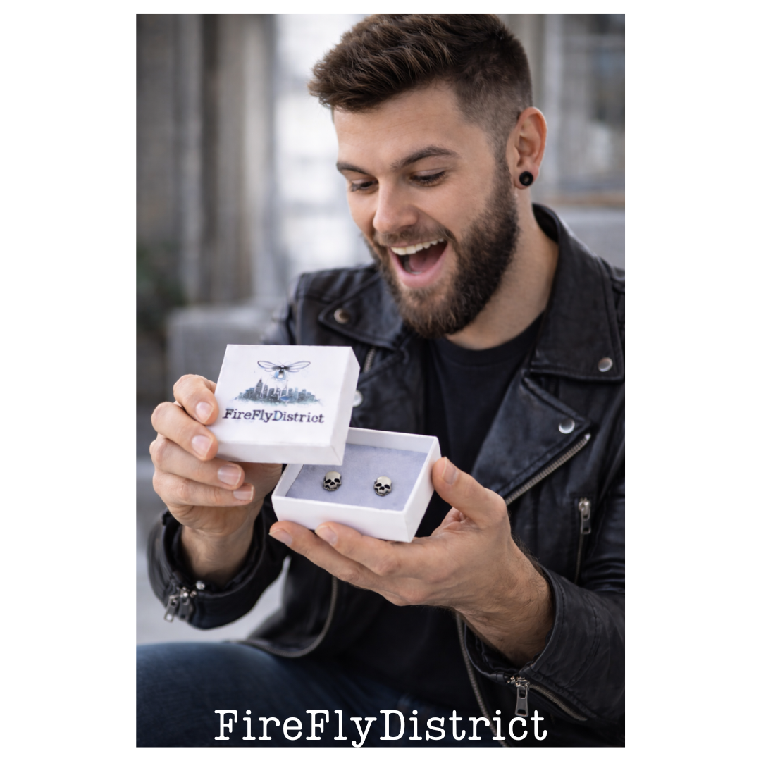 Mens Earrings - Grey Silver Stud Earrings, Men, Minimalist, Grey Silver Earring, Silver, Mens Stud Earrings, Studs for Men, tick, A229 The Funky Bird - {{mens earrings}}