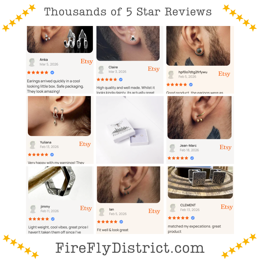 Mens Earrings - Gun Metal Grey wrap around  Earrings, Men, Minimalist Male Earring, Silver, Mens stud, Man Earrings, for Men,