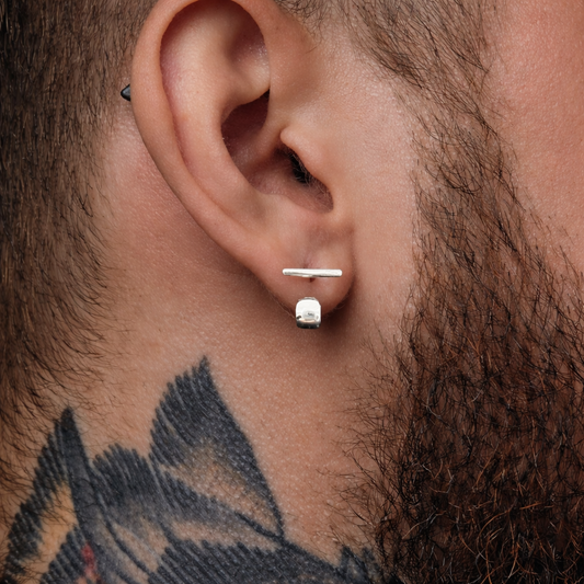 Mens Earrings - Silver Stud Earrings, Men, Minimalist Male Earring, man earring, Mens Stud Earrings, Studs for Men, A239 The Funky Bird - {{mens earrings}}