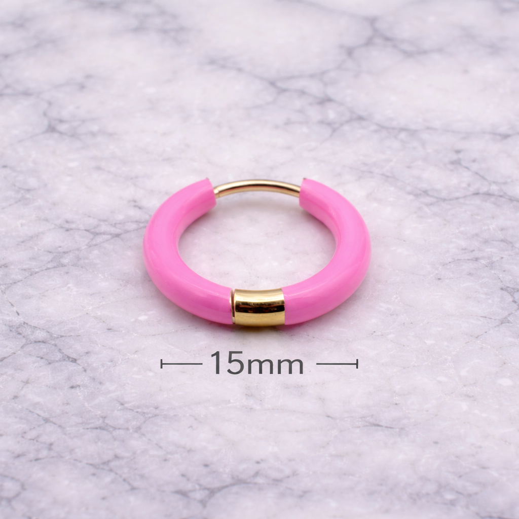 Pink Huggie Hoop Earring, Helix Hoop, Pink Hoop Earrings, Dainty Hoop Earrings, Hot Pink Earrings, Minimalist, A149 The Funky Bird - {{mens earrings}}