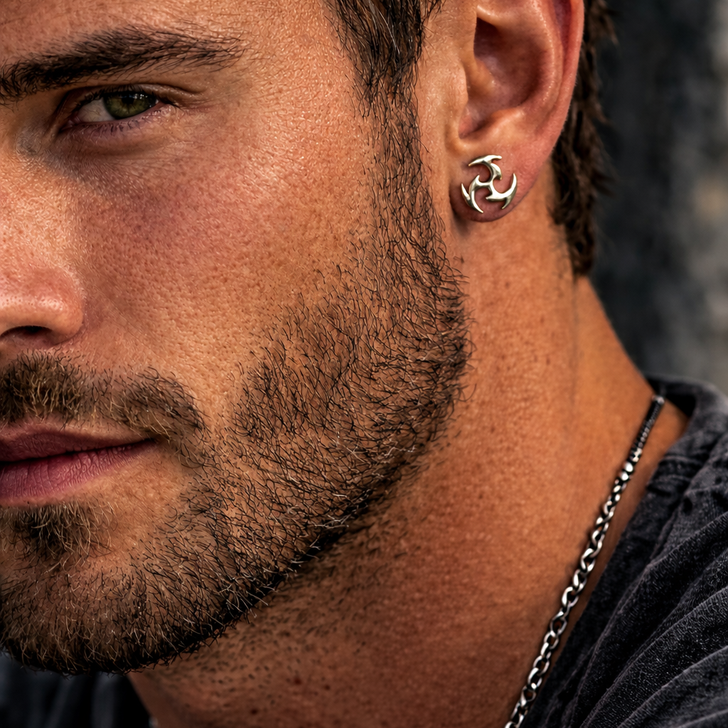 Mens Earrings - Silver Earring, Men, Minimalist Male Earring, Silver, Mens Huggie Earrings, Earrings for Men, A181 The Funky Bird - {{mens earrings}}