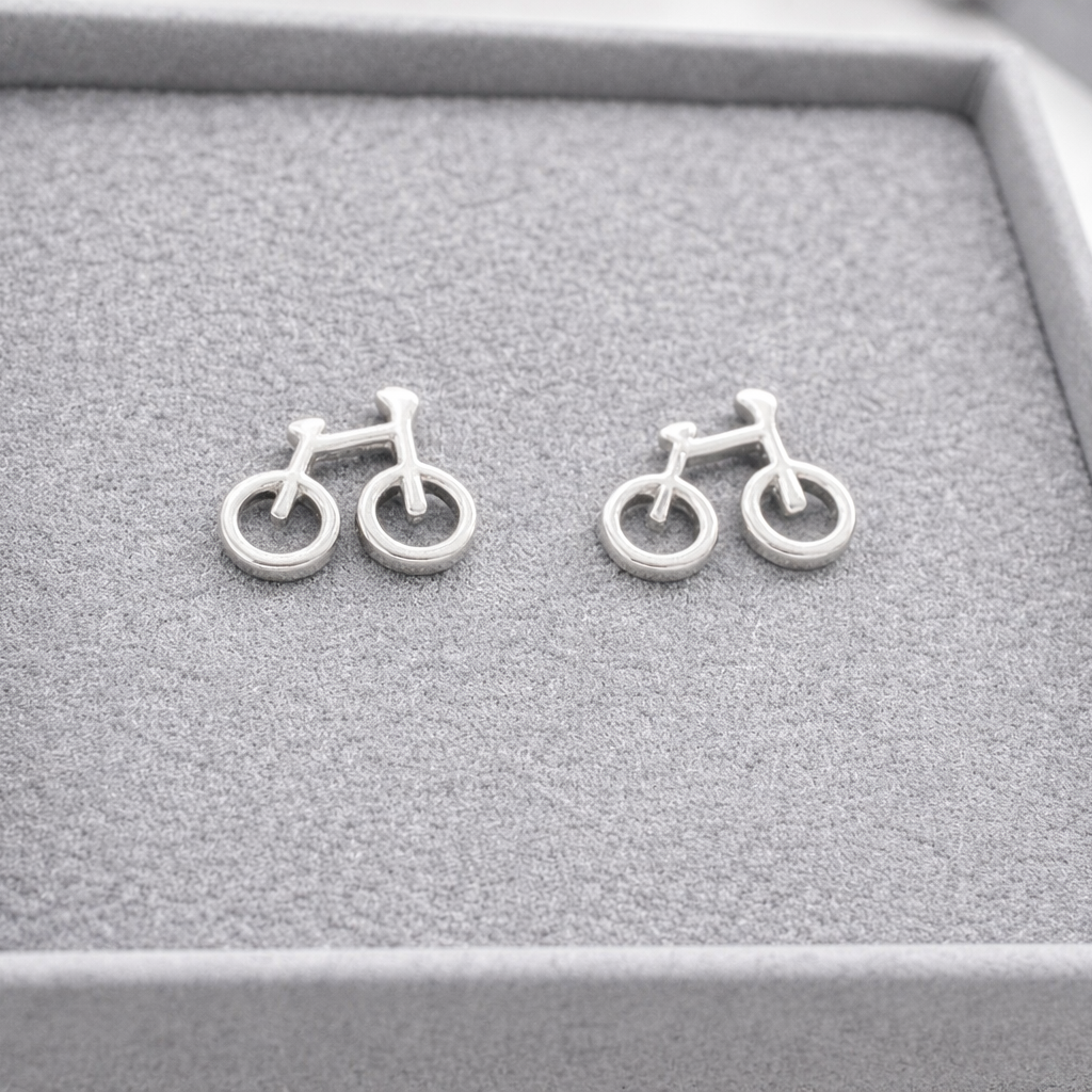 Cycling Earrings - for Bike Lover for Birthday, Cycling Gift, Fun Bike Mounting Bike Cycle Earrings Unique gift, 925, A175 The Funky Bird - {{mens earrings}}