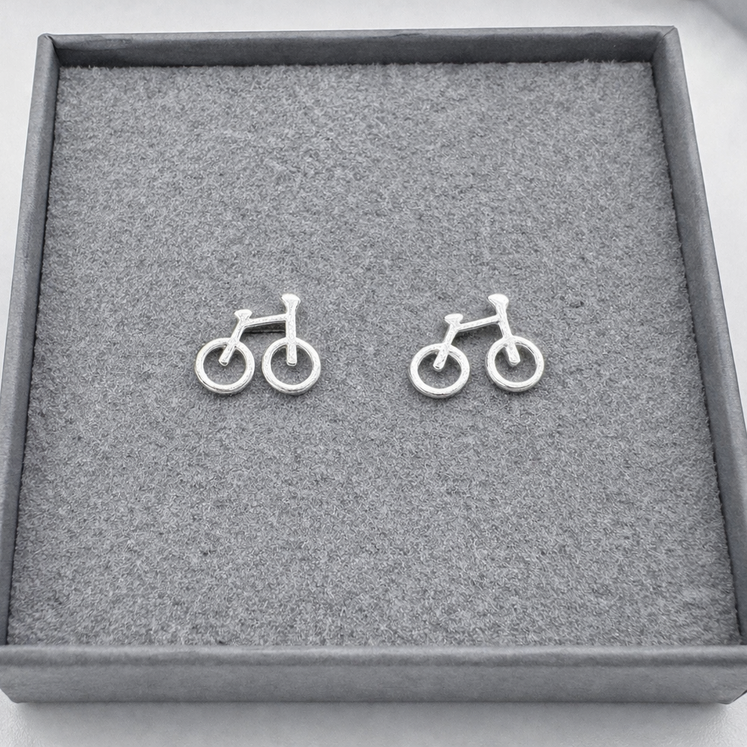 Cycling Earrings - for Bike Lover for Birthday, Cycling Gift, Fun Bike Mounting Bike Cycle Earrings Unique gift, 925, A175 The Funky Bird - {{mens earrings}}