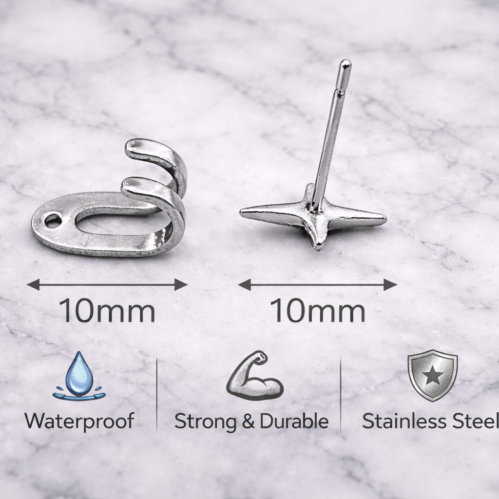 Mens Jewellery - Silver Stud Earrings, Men, Minimalist Male Jewellery, Silver, Mens Stud Earrings, Studs for Men, star hook earrings, A480 The Funky Bird - {{mens earrings}}