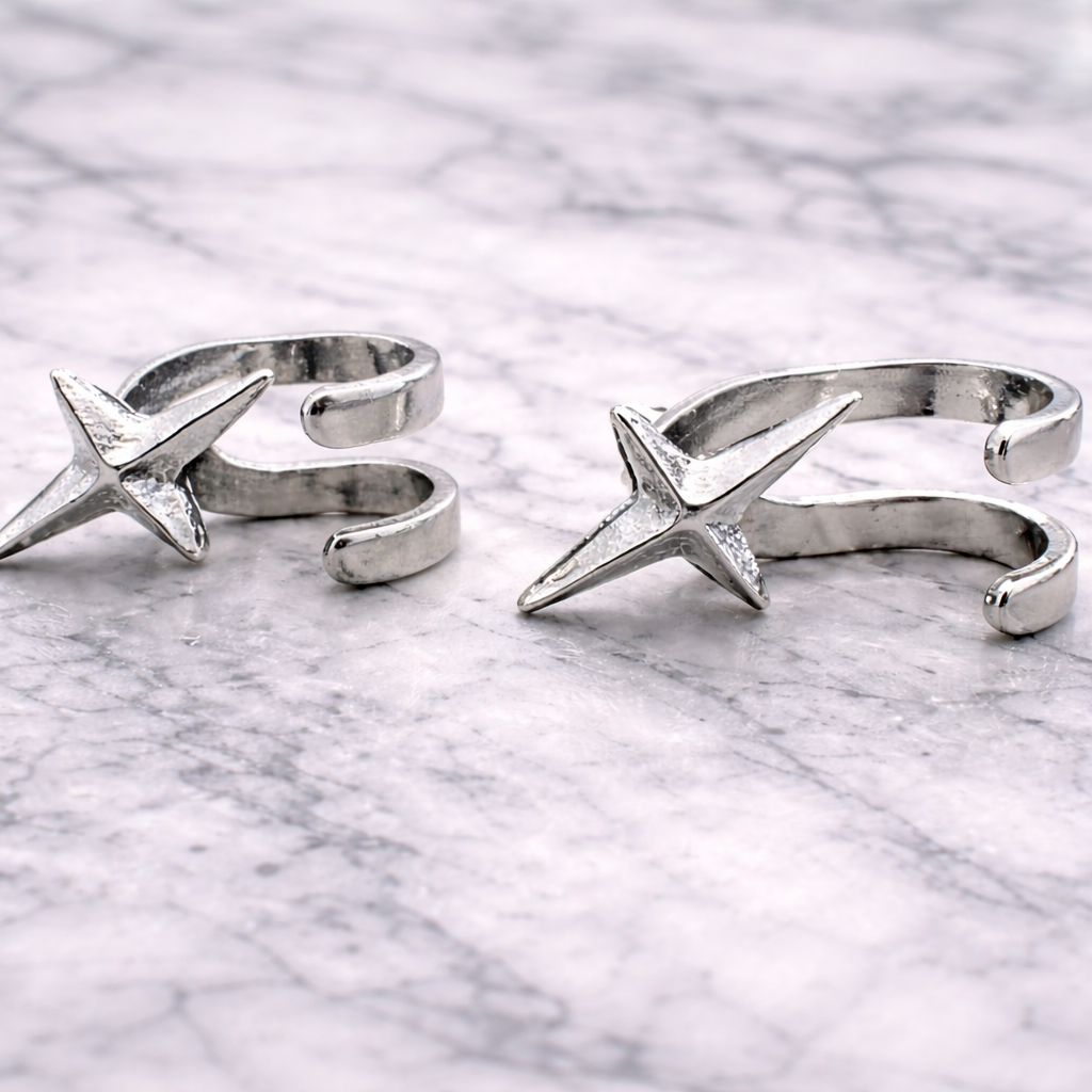 Mens Jewellery - Silver Stud Earrings, Men, Minimalist Male Jewellery, Silver, Mens Stud Earrings, Studs for Men, star hook earrings, A480 The Funky Bird - {{mens earrings}}