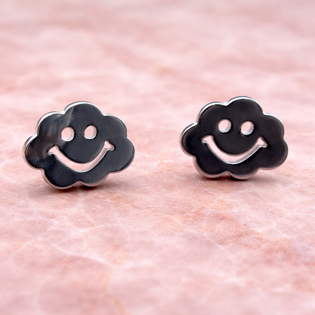 Silver Cloud Earrings, Sky Cloud Earrings, Weather gift for her, Every Cloud Has A Silver Lining Birthday Party Fun Funky Unique gift, A053 The Funky Bird - {{mens earrings}}