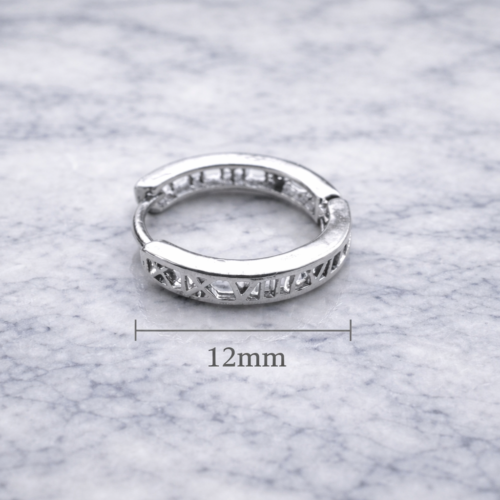 Mens Roman Numerial, Hoop Earring, Man Silver Hoop Earrings, Huggie Earring For Men, Earrings For Him, A134 The Funky Bird - {{mens earrings}}