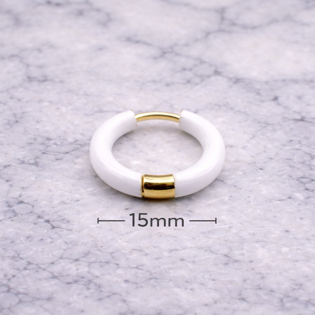 White Huggie Hoop Earrings, Chunky Earrings, white Hoop Earrings, Simple Hoop Earrings, Ice white Earrings, Minimalist, A429 The Funky Bird - {{mens earrings}}