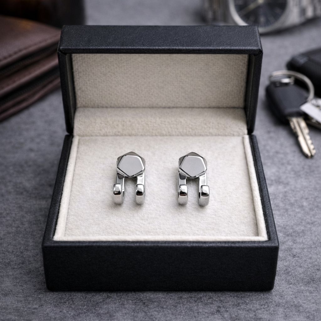 Mens Earrings - Silver Stud Earrings, Men, Minimalist Male Earring, Silver, Studs for Men, edgy earrings, A330 The Funky Bird - {{mens earrings}}