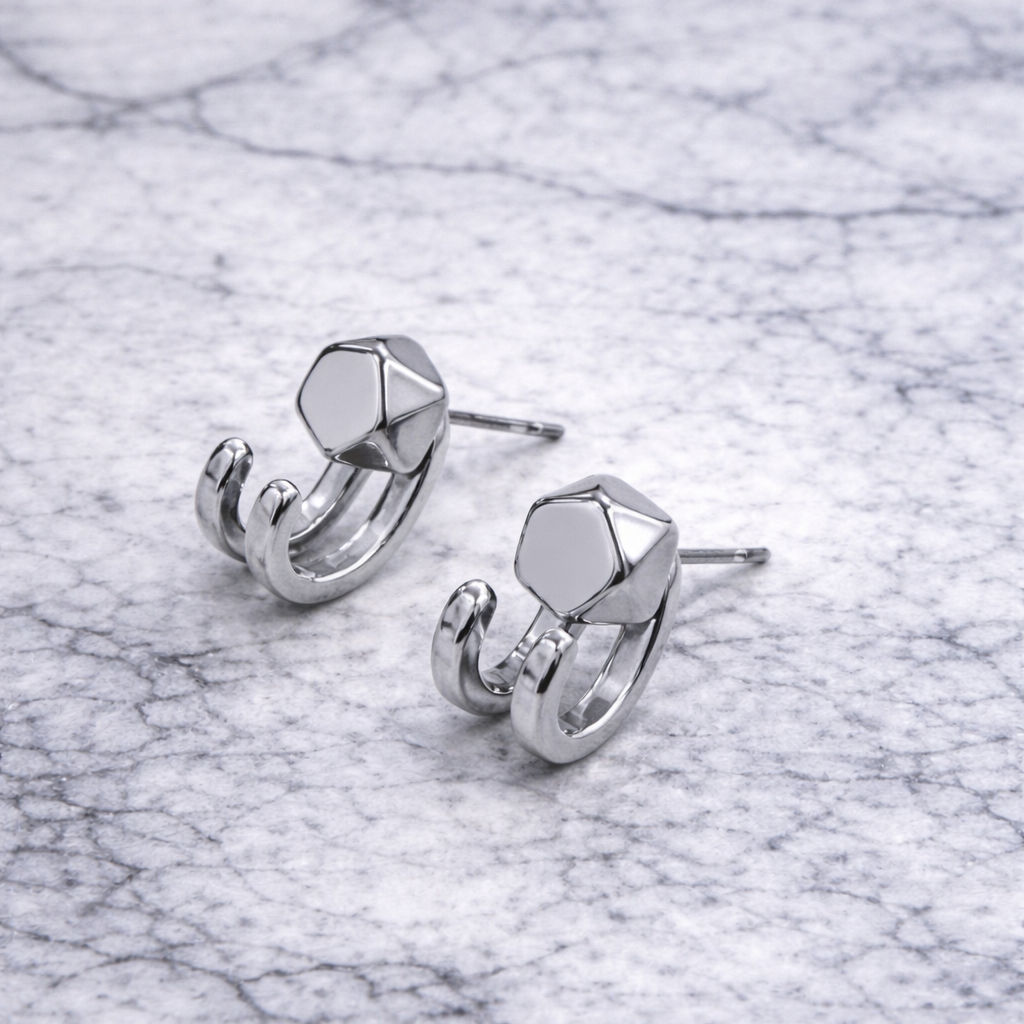 Mens Earrings - Silver Stud Earrings, Men, Minimalist Male Earring, Silver, Studs for Men, edgy earrings, A330 The Funky Bird - {{mens earrings}}