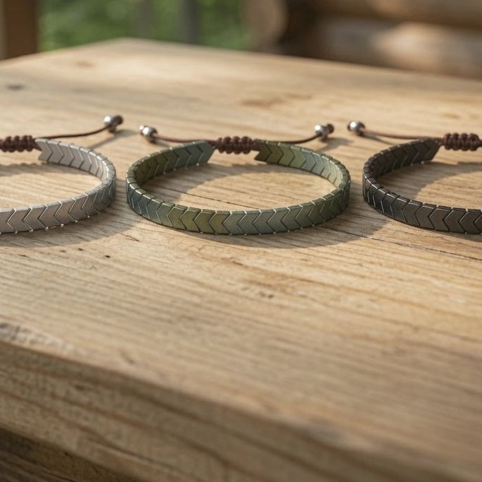 Hematite Bracelet - The Funky Bird - {{mens earrings}}
