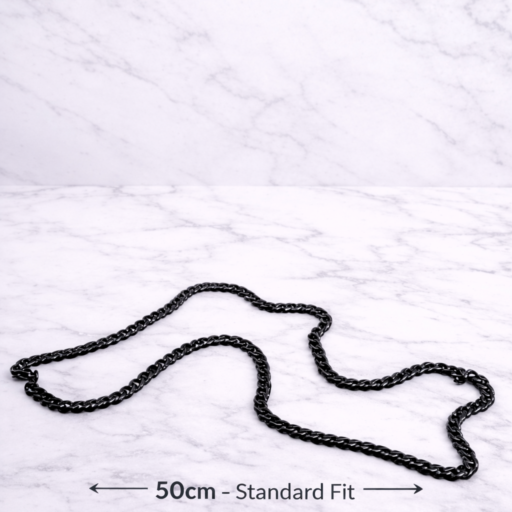Black Chain Necklace for Men - Black Chain - Stainless Steel - 60cm - Mens Black Chain Black Waterproof Chain - Men's Jewelry Necklace, B010 The Funky Bird - {{mens earrings}}