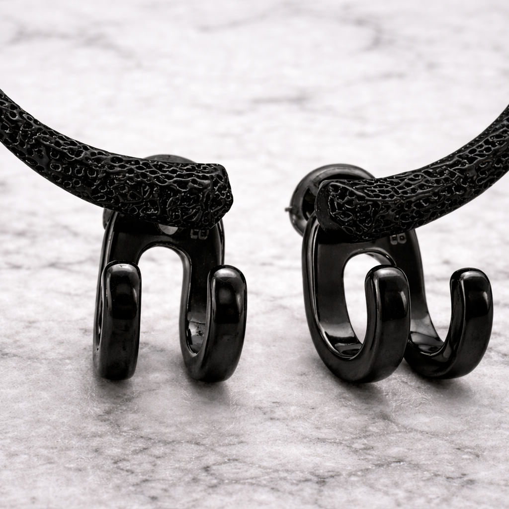 Mens Black Stud Earrings - Minimalist Black Stainless Steel Studs - Small Earrings for Men - Edgy Everyday Earring Gift, B021 The Funky Bird - {{mens earrings}}