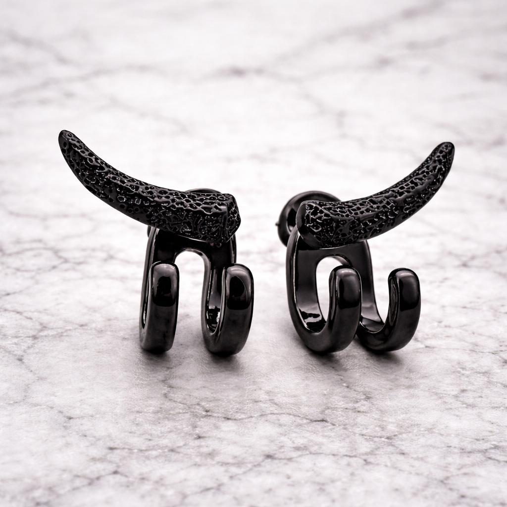 Mens Black Stud Earrings - Minimalist Black Stainless Steel Studs - Small Earrings for Men - Edgy Everyday Earring Gift, B021 The Funky Bird - {{mens earrings}}