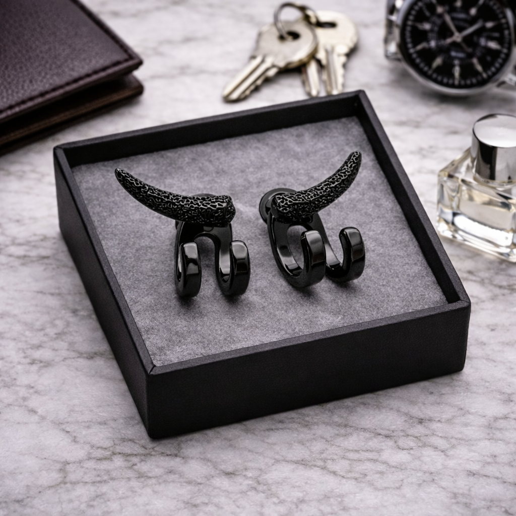 Mens Black Stud Earrings - Minimalist Black Stainless Steel Studs - Small Earrings for Men - Edgy Everyday Earring Gift, B021 The Funky Bird - {{mens earrings}}