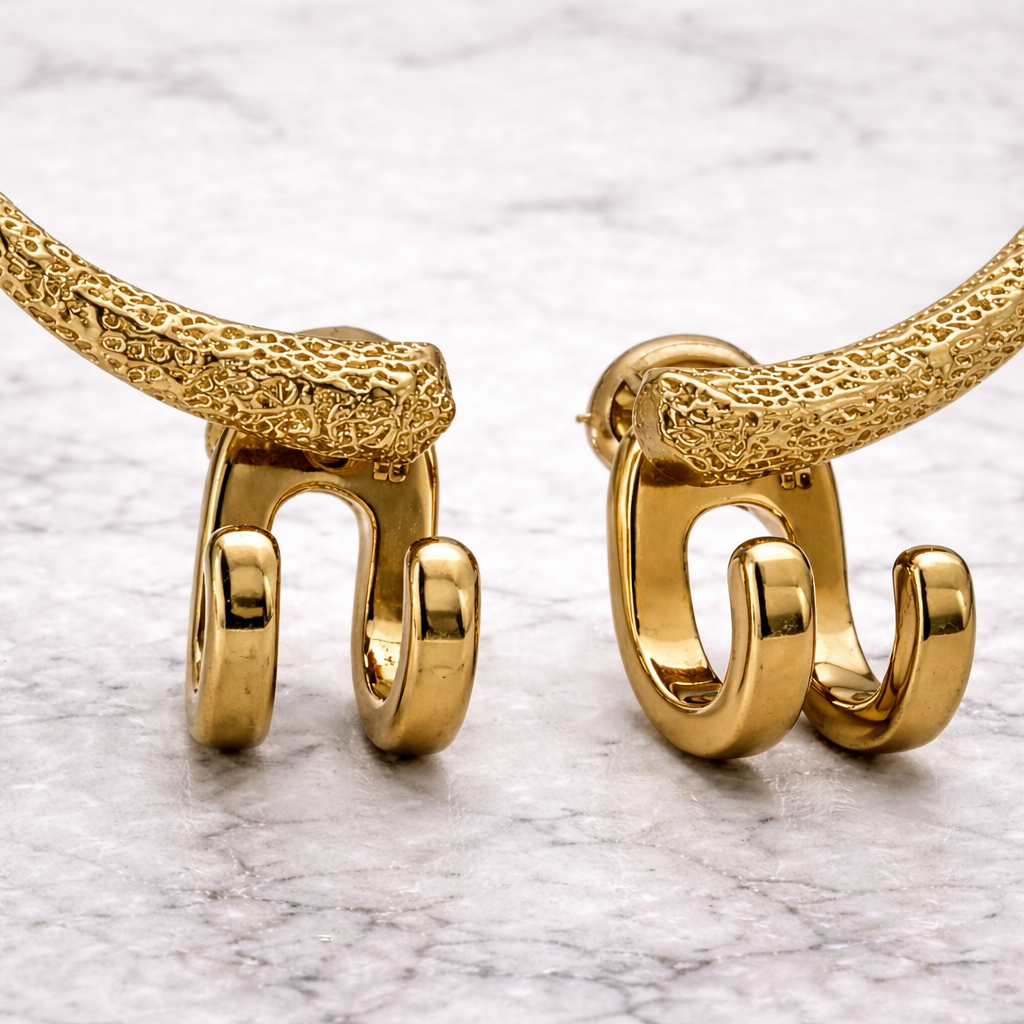 Mens Jewelry - Gold Stud Earrings, Men, Husband, Minimalist Male Jewelry, 18k Gold Mens Jewellery, Studs for Men, tick v hoop earrings, B020 The Funky Bird - {{mens earrings}}