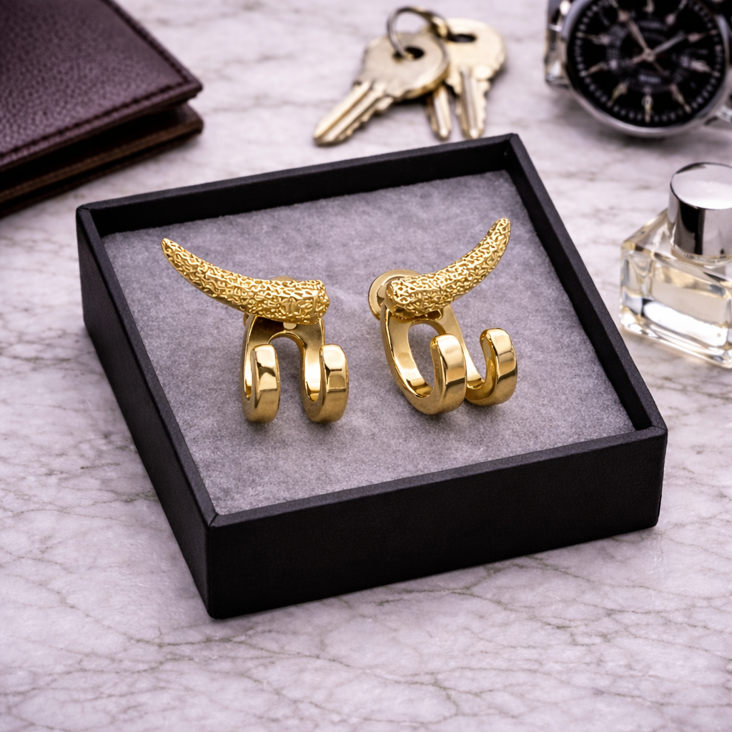 Mens Earrings - Gold Stud Earrings, Men, Minimalist Male Earring, 18k Gold, Mens Stud Earrings, Studs for Men, tick v hoop earrings, B020 The Funky Bird - {{mens earrings}}