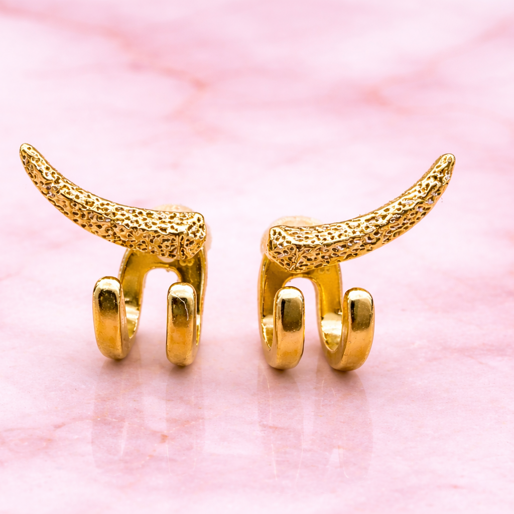Womens Earrings - Gold Stud Earrings, Minimalist Womens Earrings, 18k Gold Ladies Stud Earrings, Studs for Women, tick earrings, B020 The Funky Bird - {{mens earrings}}