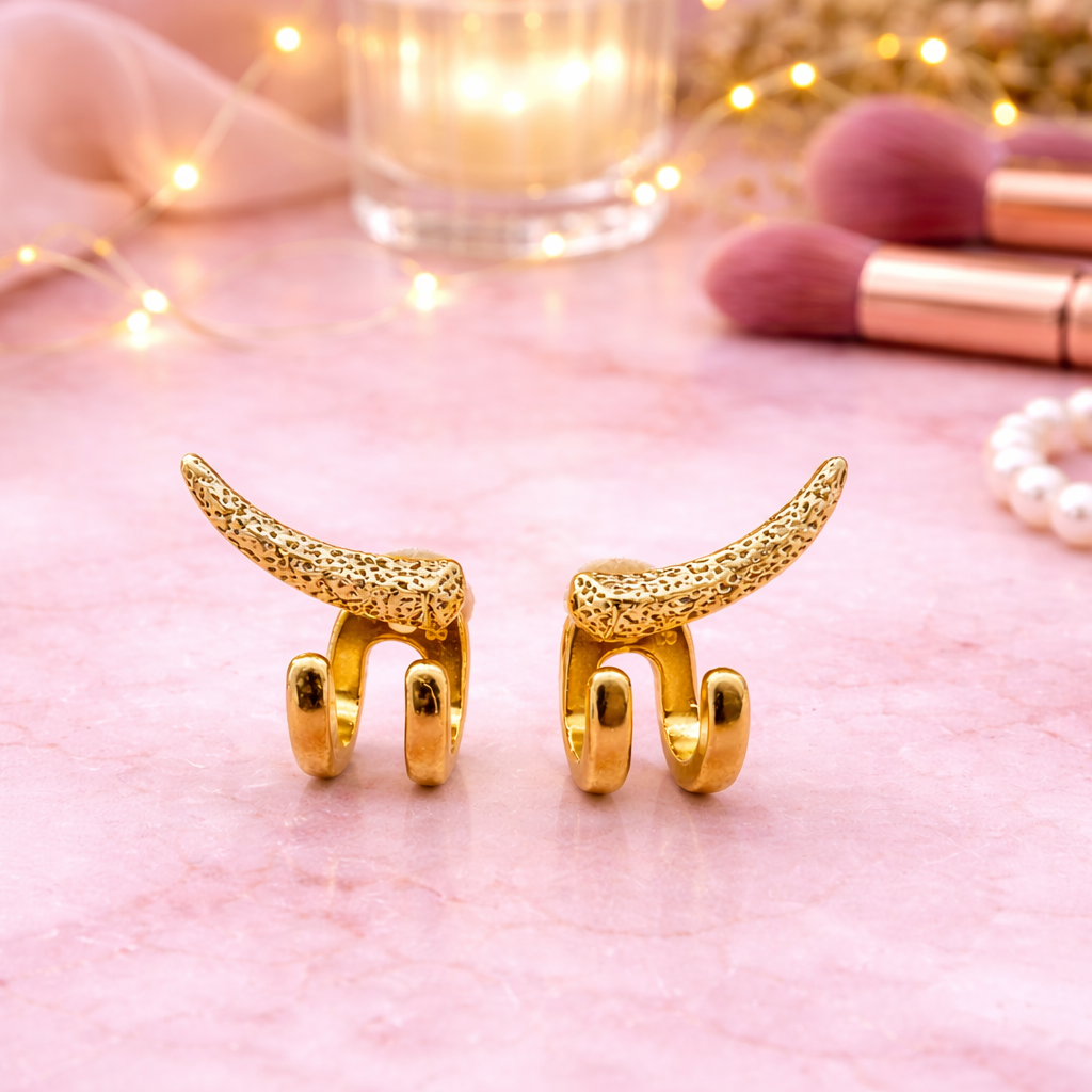 Womens Earrings - Gold Stud Earrings, Minimalist Womens Earrings, 18k Gold Ladies Stud Earrings, Studs for Women, tick earrings, B020 The Funky Bird - {{mens earrings}}