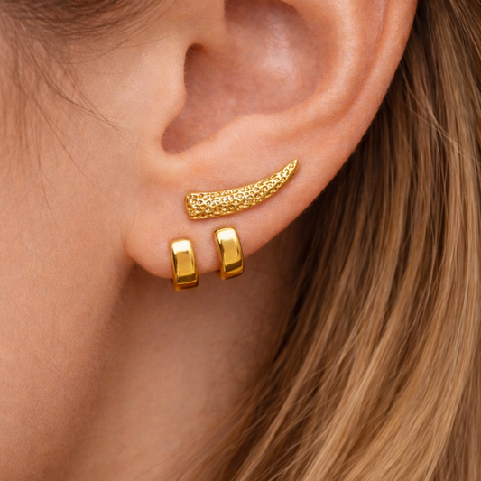 Womens Earrings - Gold Stud Earrings, Minimalist Womens Earrings, 18k Gold Ladies Stud Earrings, Studs for Women, tick earrings, B020 The Funky Bird - {{mens earrings}}