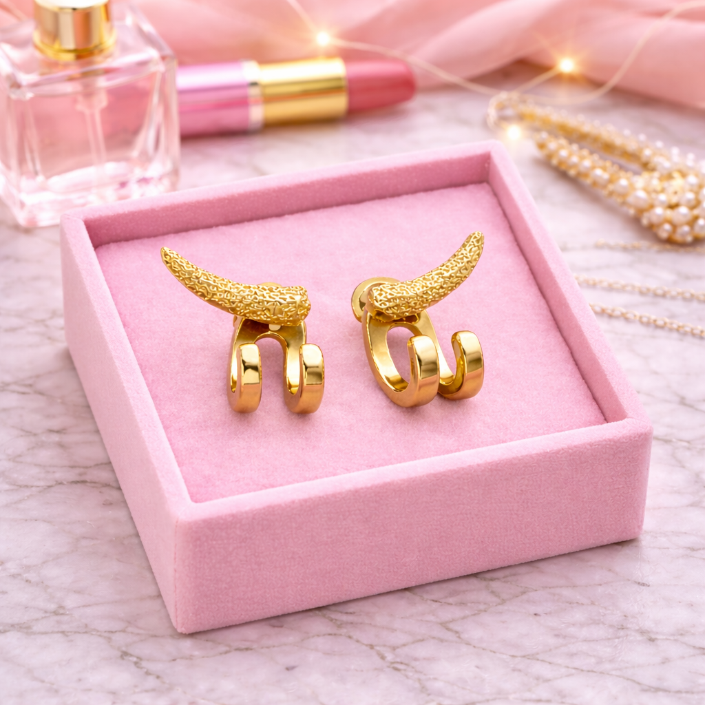 Womens Earrings - Gold Stud Earrings, Minimalist Womens Earrings, 18k Gold Ladies Stud Earrings, Studs for Women, tick earrings, B020 The Funky Bird - {{mens earrings}}