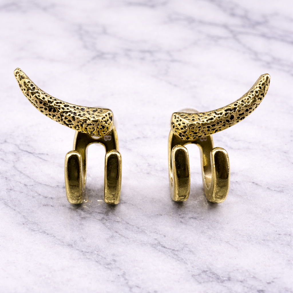 Mens Earrings - Gold Stud Earrings, Men, Minimalist Male Earring, 18k Gold, Mens Stud Earrings, Studs for Men, tick v hoop earrings, B020 The Funky Bird - {{mens earrings}}