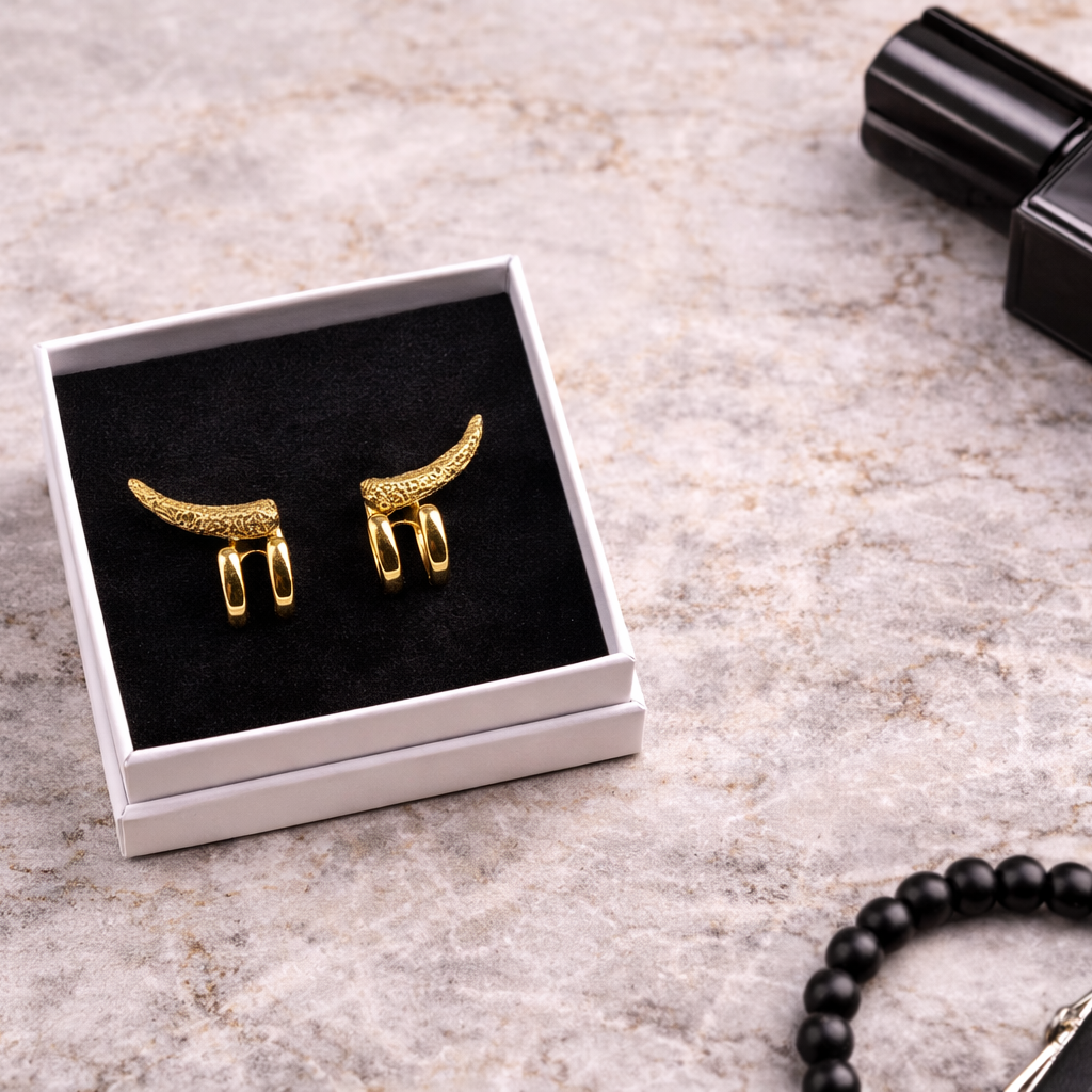 Mens Jewelry - Gold Stud Earrings, Men, Husband, Minimalist Male Jewelry, 18k Gold Mens Jewellery, Studs for Men, tick v hoop earrings, B020 The Funky Bird - {{mens earrings}}