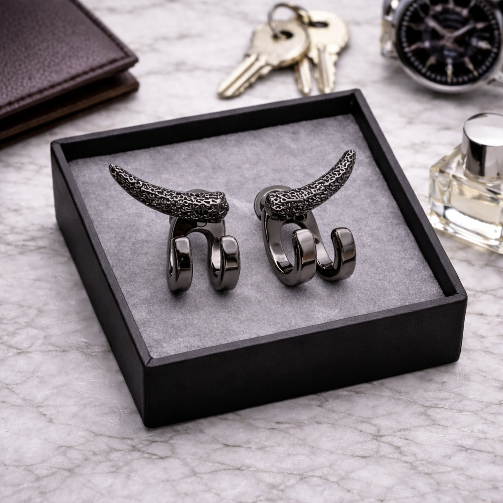 Mens Earrings - Grey Silver Stud Earrings, Men, Minimalist, Grey Silver Earring, Silver, Mens Stud Earrings, Studs for Men, tick, A229 The Funky Bird - {{mens earrings}}