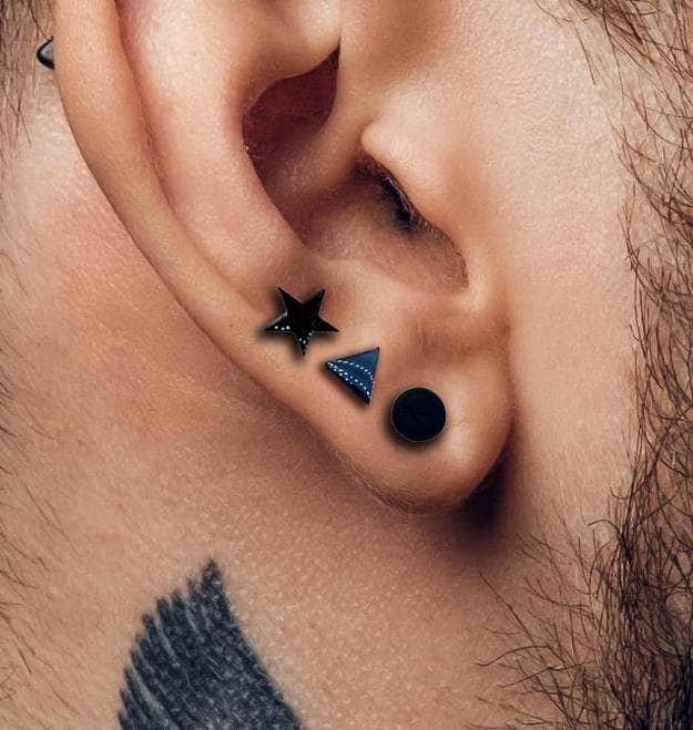 Men’s Earrings Set - Triangle Circle Star Earrings - Asymmetrical Earrings for Men - Minimalist Jewelry - Earrings for Him, A501,A509,A379 Firefly District - {{mens earrings}}