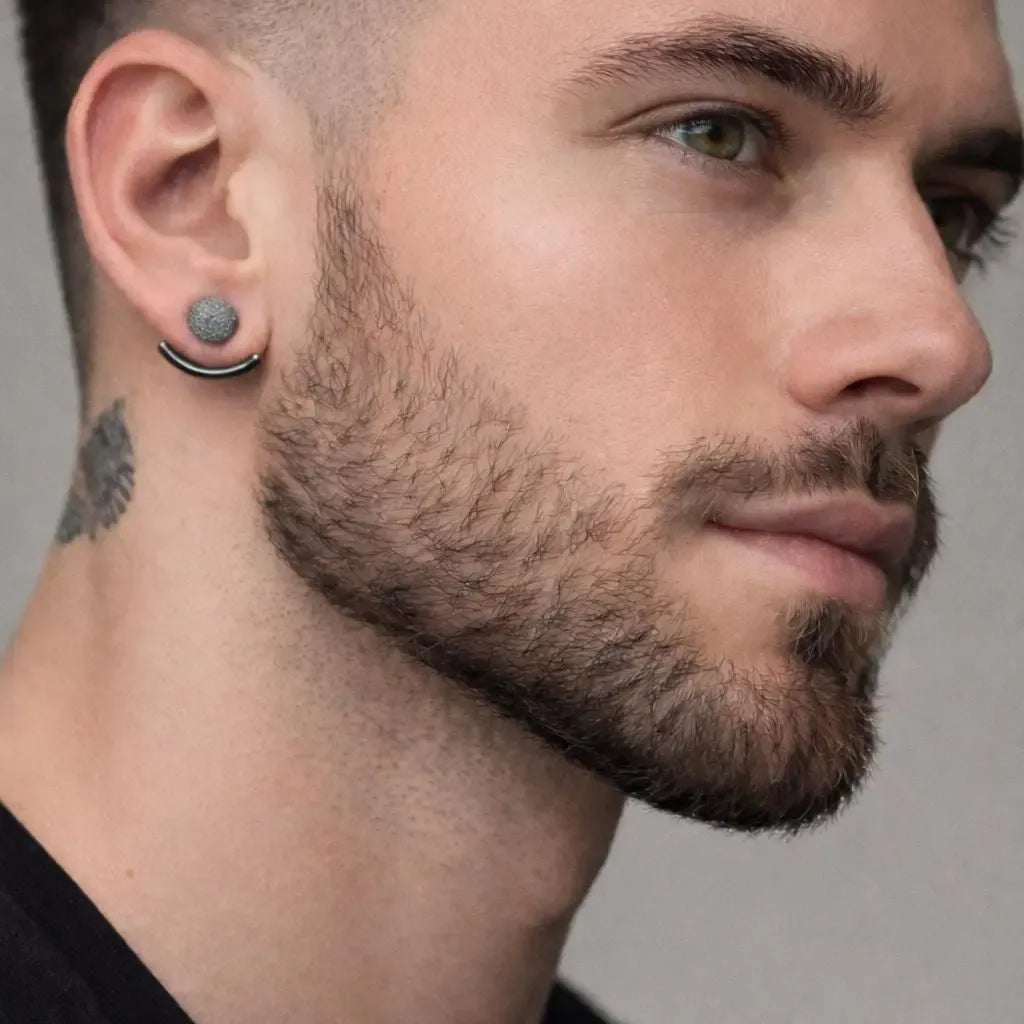 Mens Earrings - Gun Metal Grey wrap around  Earrings, Men, Minimalist Male Earring, Silver, Mens stud, Man Earrings, for Men, edgy, B026 - Firefly District -{{mens earrings}}