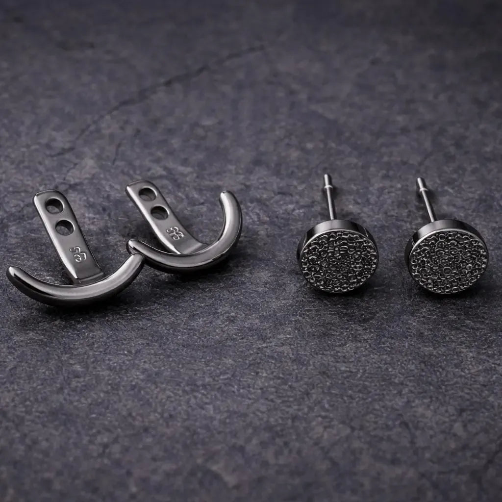 Mens Earrings - Gun Metal Grey wrap around  Earrings, Men, Minimalist Male Earring, Silver, Mens stud, Man Earrings, for Men, edgy, B026 - Firefly District -{{mens earrings}}
