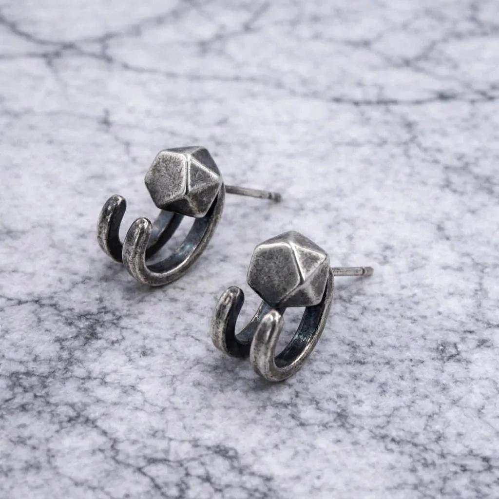 Mens Jewellery - Silver Gun Metal Black, Stud Earrings, Men, Minimalist Male Earring, Studs for Men, edgy Jewelry, A142 (Copy) Firefly District - {{mens earrings}}