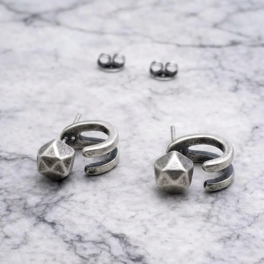 Mens Jewellery - Silver Gun Metal Black, Stud Earrings, Men, Minimalist Male Earring, Studs for Men, edgy Jewelry, A142 (Copy) Firefly District - {{mens earrings}}