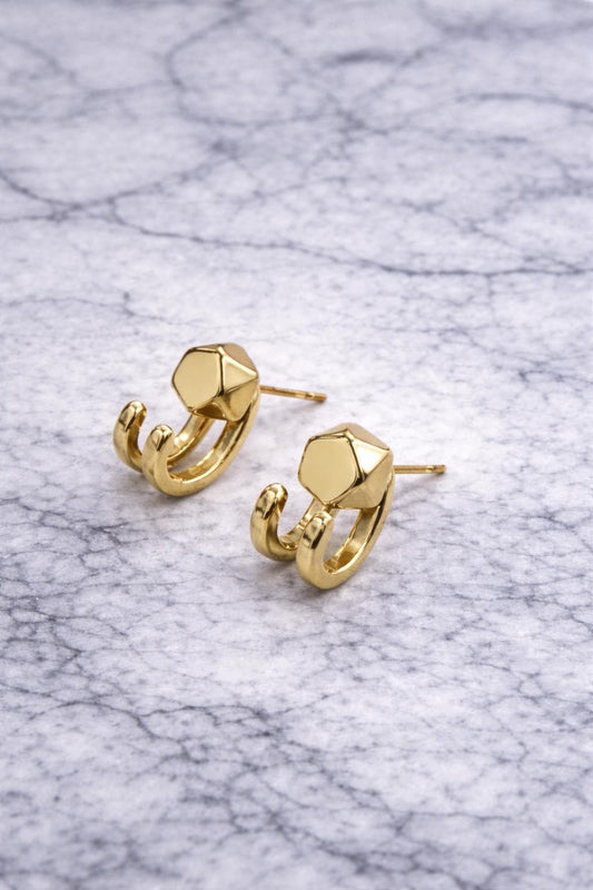 Mens Earrings - Gold Stud Earrings, Men, Minimalist Male Earring, 18k Gold Studs for Men, edgy earrings, Hex Studs, A510 Firefly District - {{mens earrings}}
