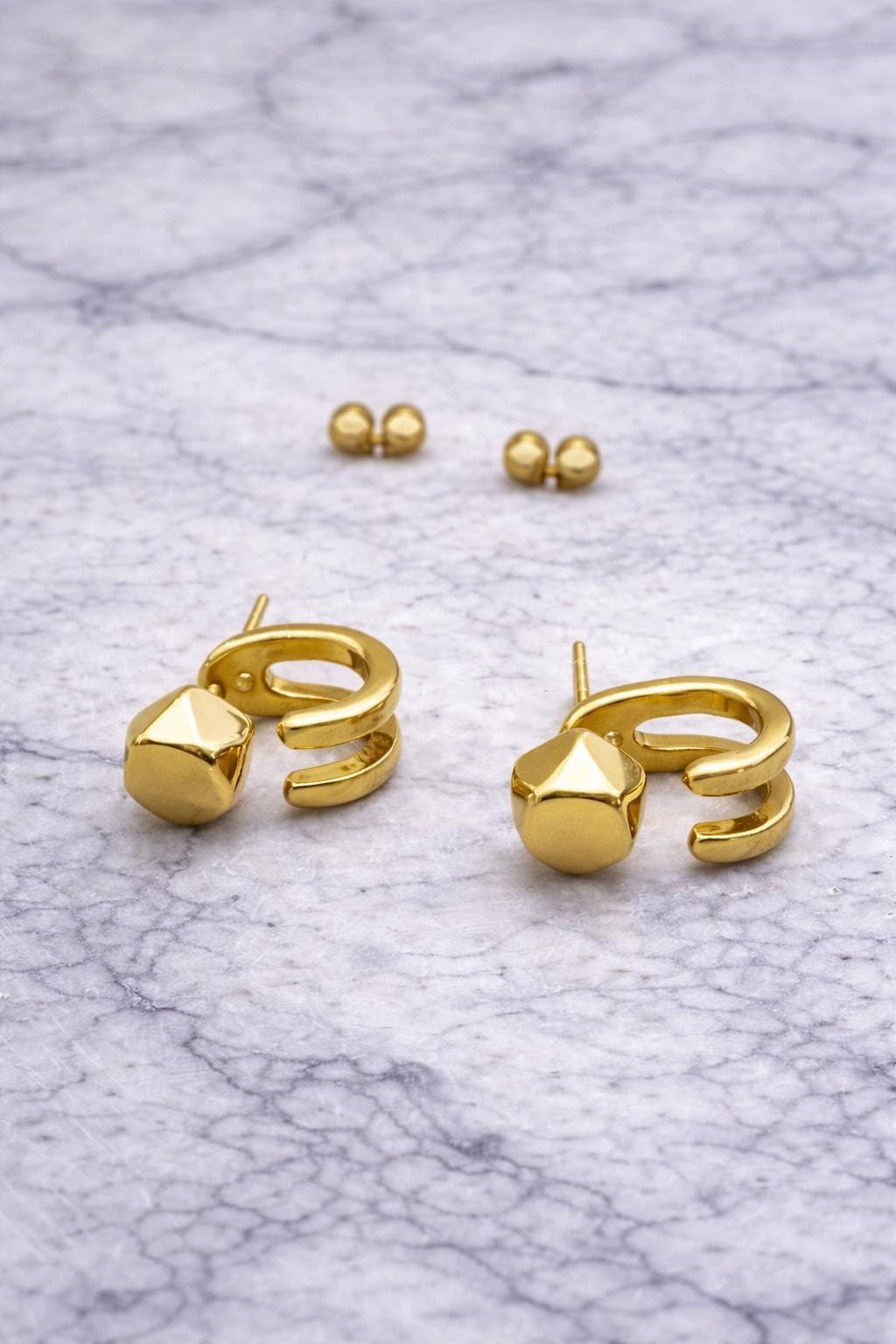 Mens Earrings - Gold Stud Earrings, Men, Minimalist Male Earring, 18k Gold Studs for Men, edgy earrings, Hex Studs, A510 Firefly District - {{mens earrings}}